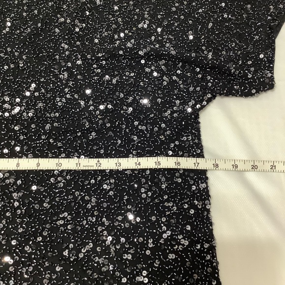 Aidan Mattox sequin cold shoulder mini cocktail dress black size 2 (W551) - Picture 12 of 14